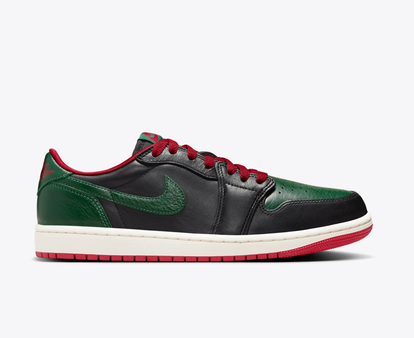 Jordan AIR JORDAN 1 RETRO LOW OG BLACK GORGE GREEN VARSITY RED SAIL VegNonVeg