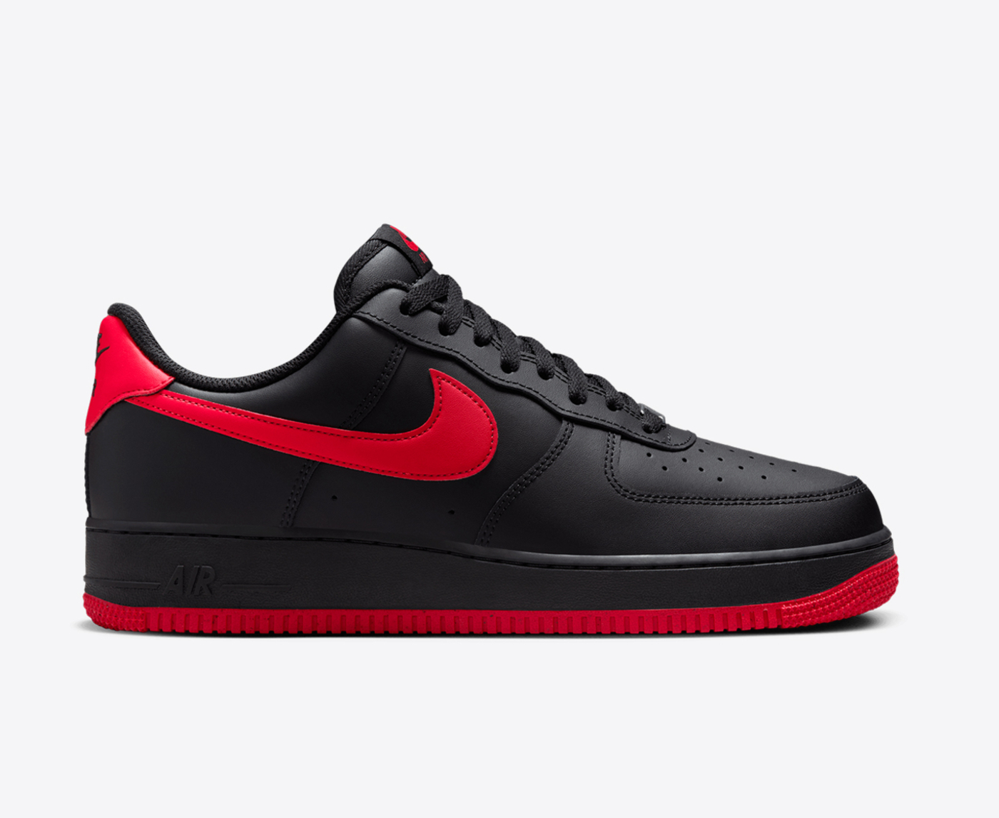 Nike AIR FORCE 1 07 BLACK UNIVERSITY RED BLACK VegNonVeg