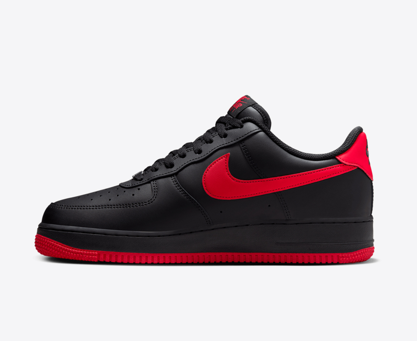 Nike AIR FORCE 1 07 BLACK UNIVERSITY RED BLACK VegNonVeg