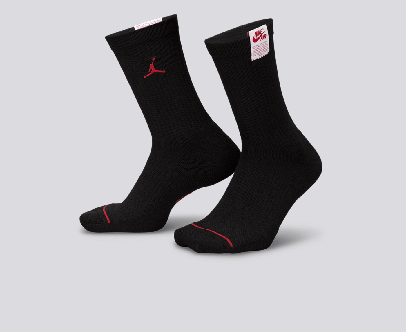 Jordan EVERYDAY CREW SOCKS 1 PAIR BLACK VARSITY RED VegNonVeg