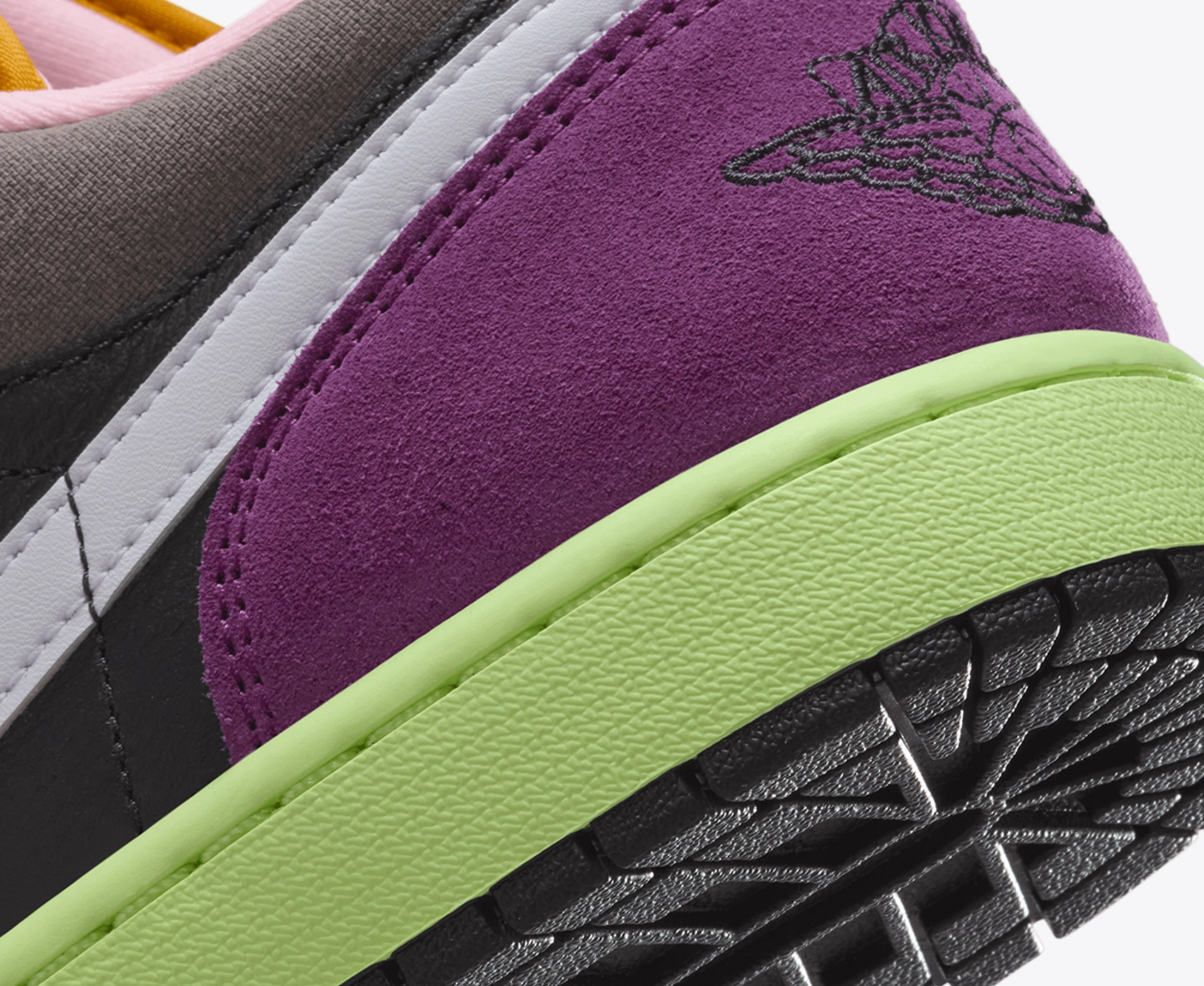 grey purple and green jordans