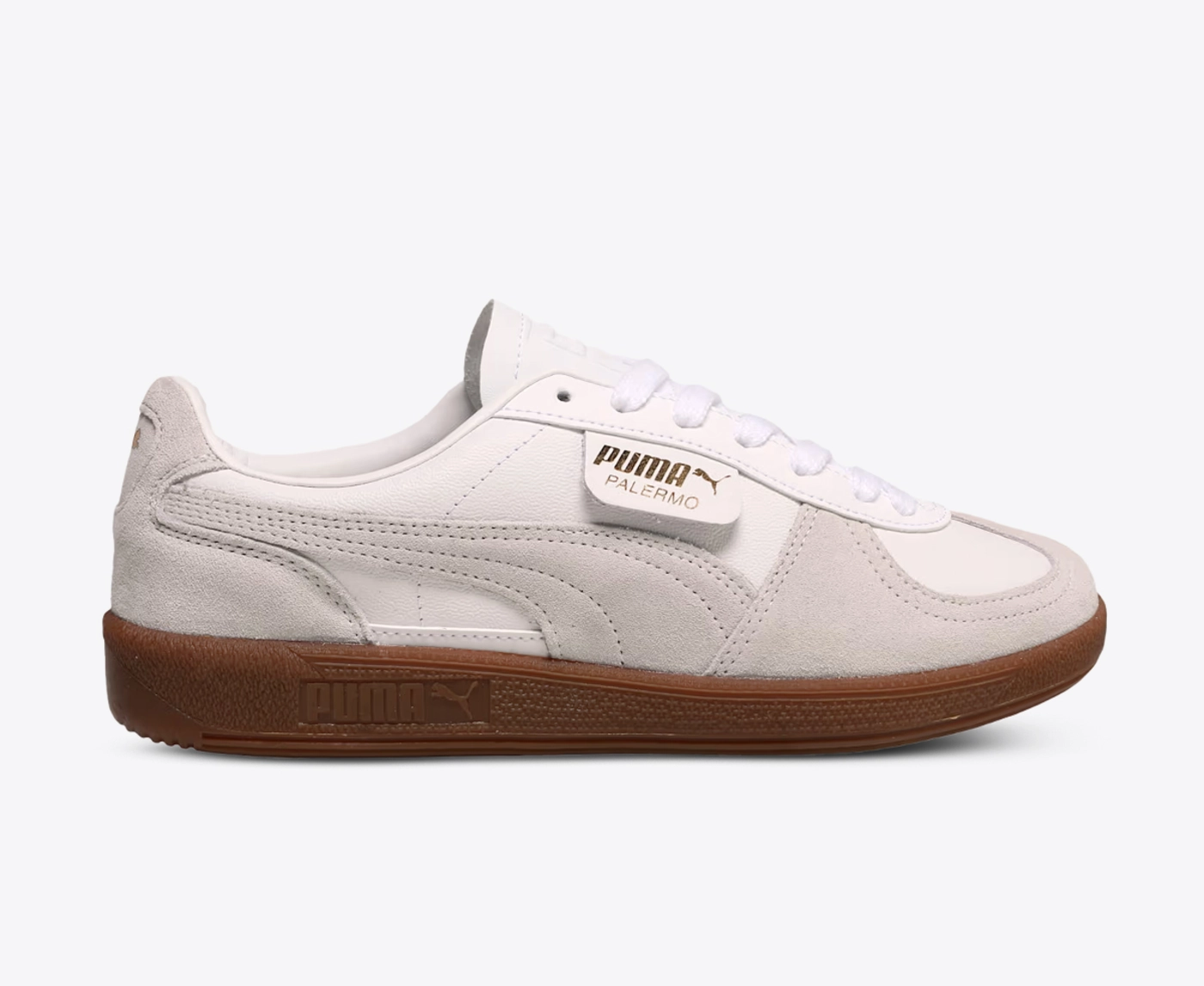 ★【PUMA】 Palermo Leather Alpine Desert★ Puma - Puma Palermo Leather Puma White/Glacial Gray-Gum