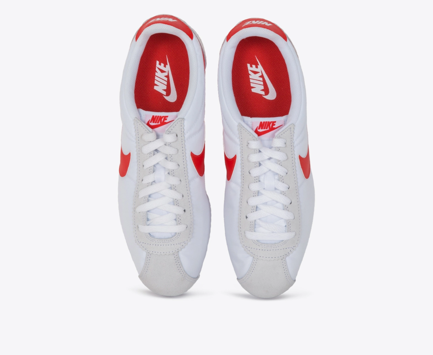 Nike classic cortez nylon white habanero red top
