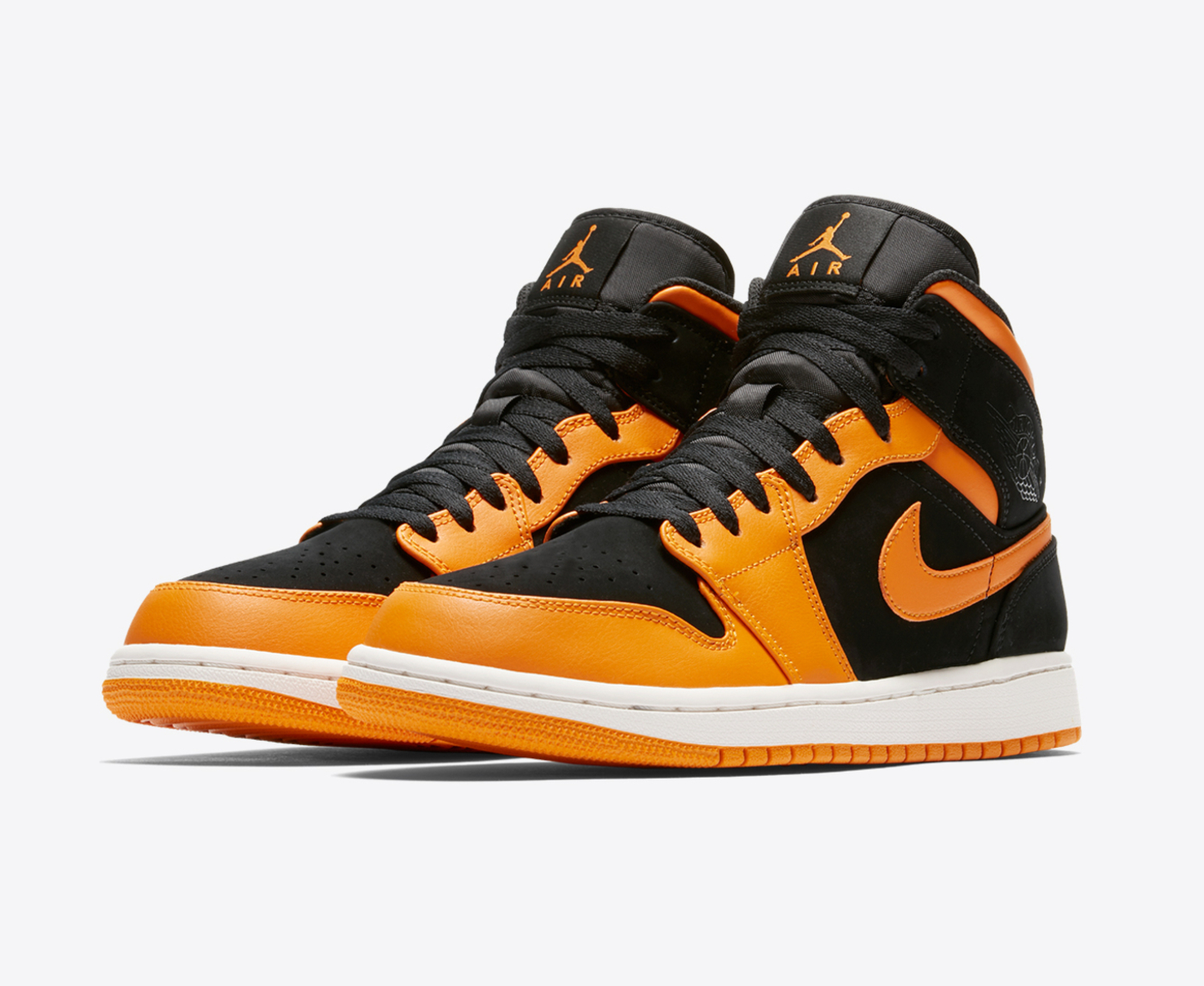 Jordan AIR JORDAN 1 MID BLACK ORANGE PEEL SAIL VegNonVeg