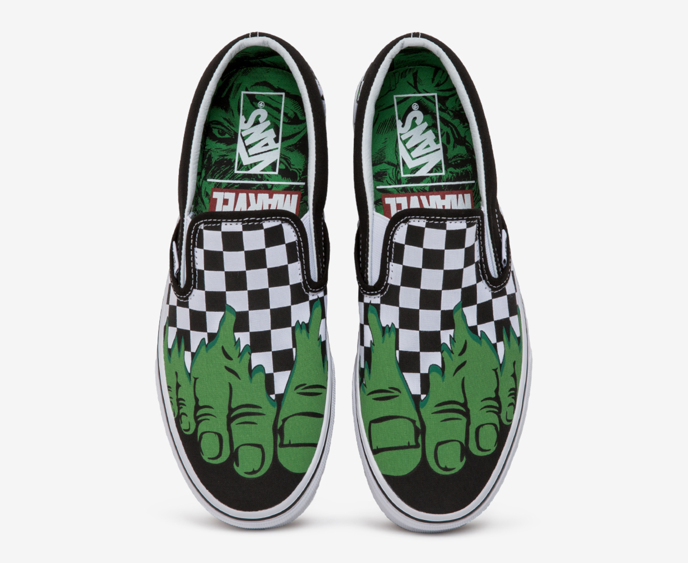 Vans x marvel slip cheap on hulk checkerboard shoes