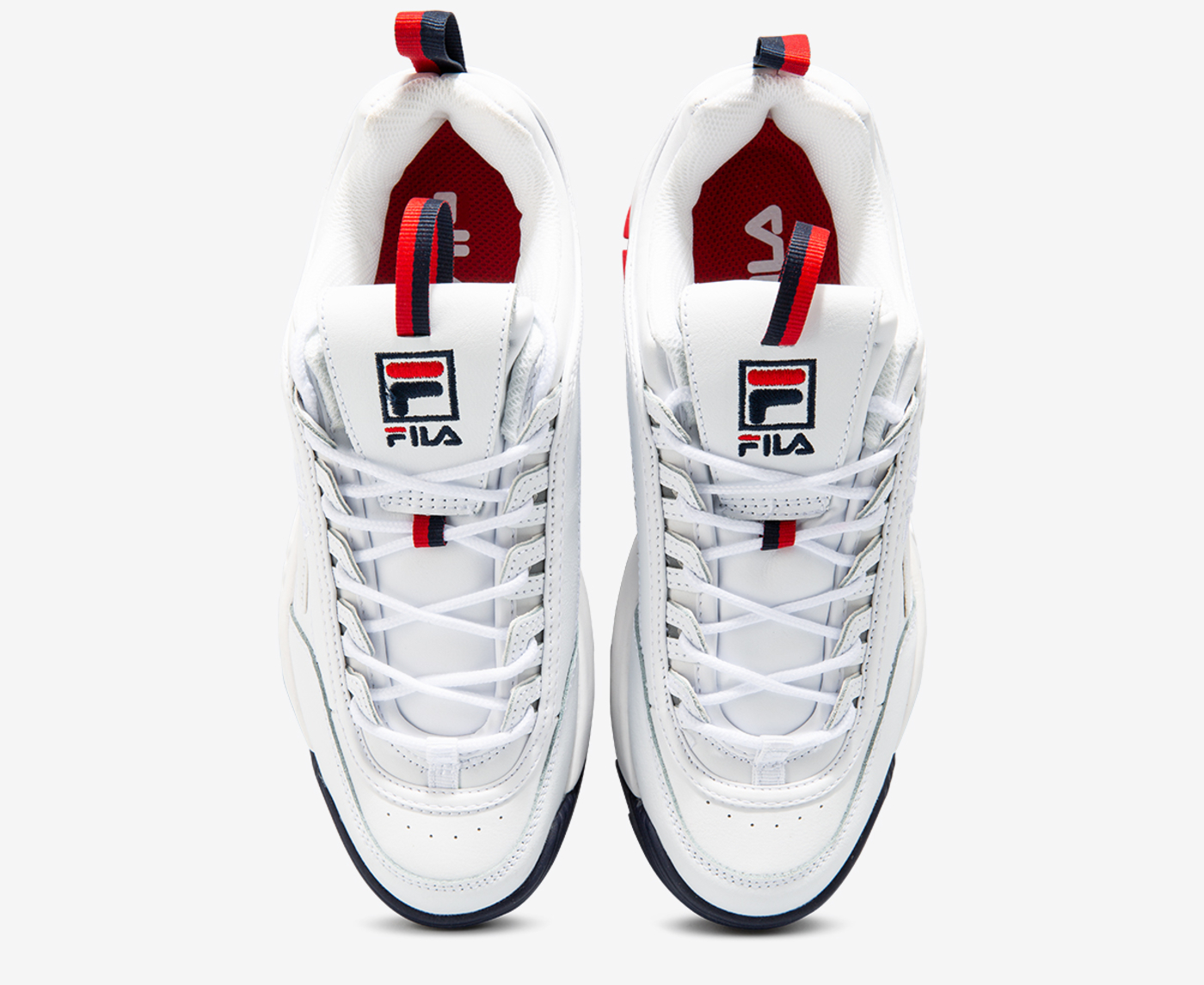  Fila Disruptor Ii Logo Tape Mens Shoes Size 7, Color: All Pure  White/Navy/Fila Red/Pure White