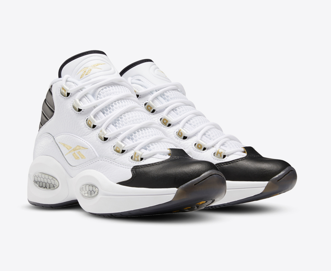 reebok question mid white black gold