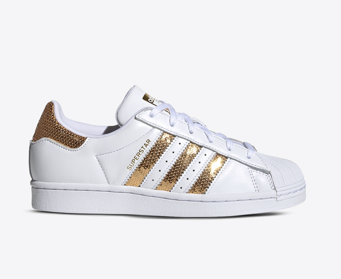 Adidas white and gold superstar shoes best sale