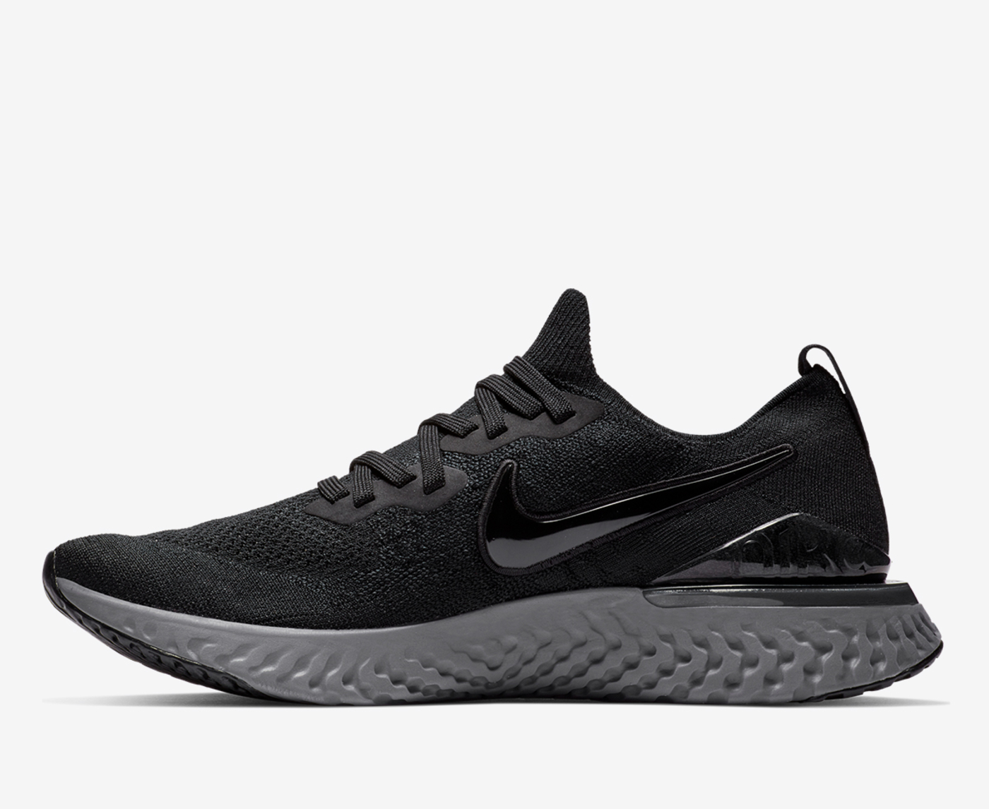 Nike EPIC REACT FLYKNIT 2 BLACK BLACK WHITE GUNSMOKE VegNonVeg