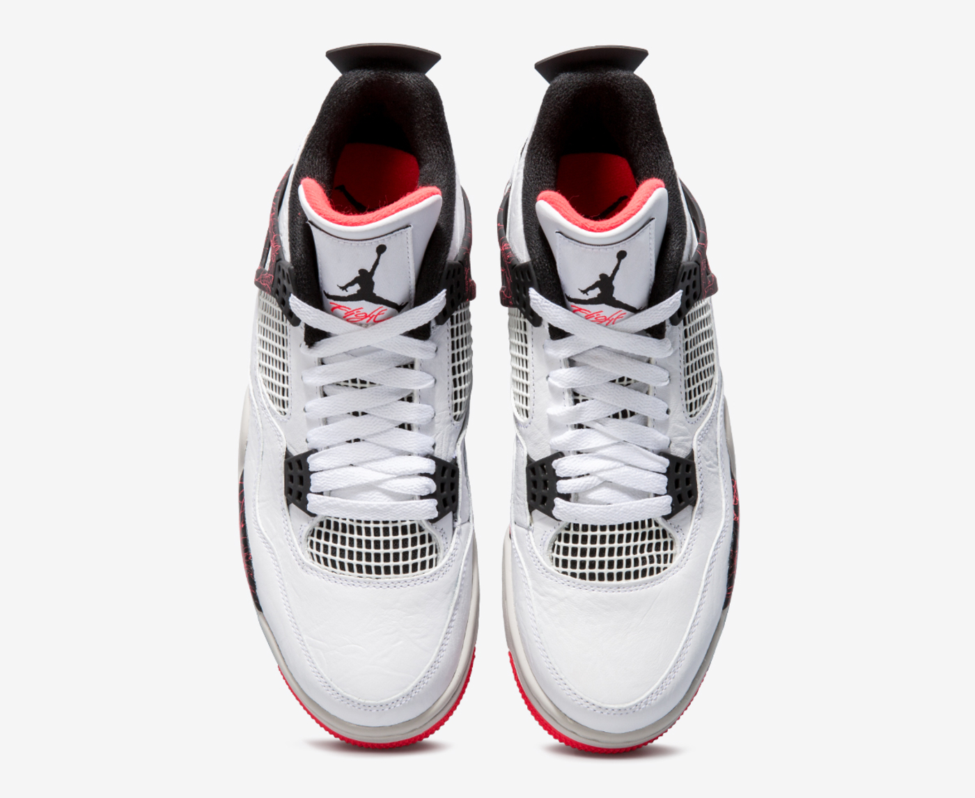 Nike Air Jordan 4 Retro “Hot Lava” Sneakers - White/Bright Crimson/Pale Citron/Black - 12
