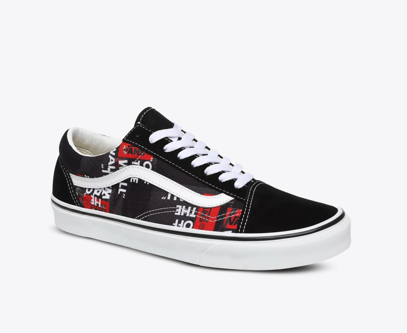 Red black and white off the wall vans hotsell