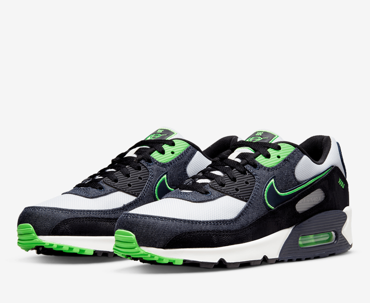 Nike - AIR MAX 90 SE 'BLACK/OBSIDIAN-SCREAM GREEN-SUMMIT WHITE' - VegNonVeg