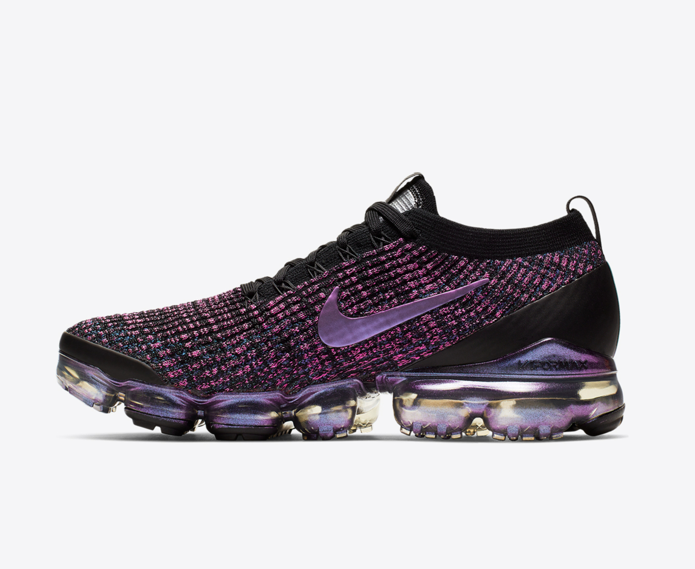 vapormax black with purple tick