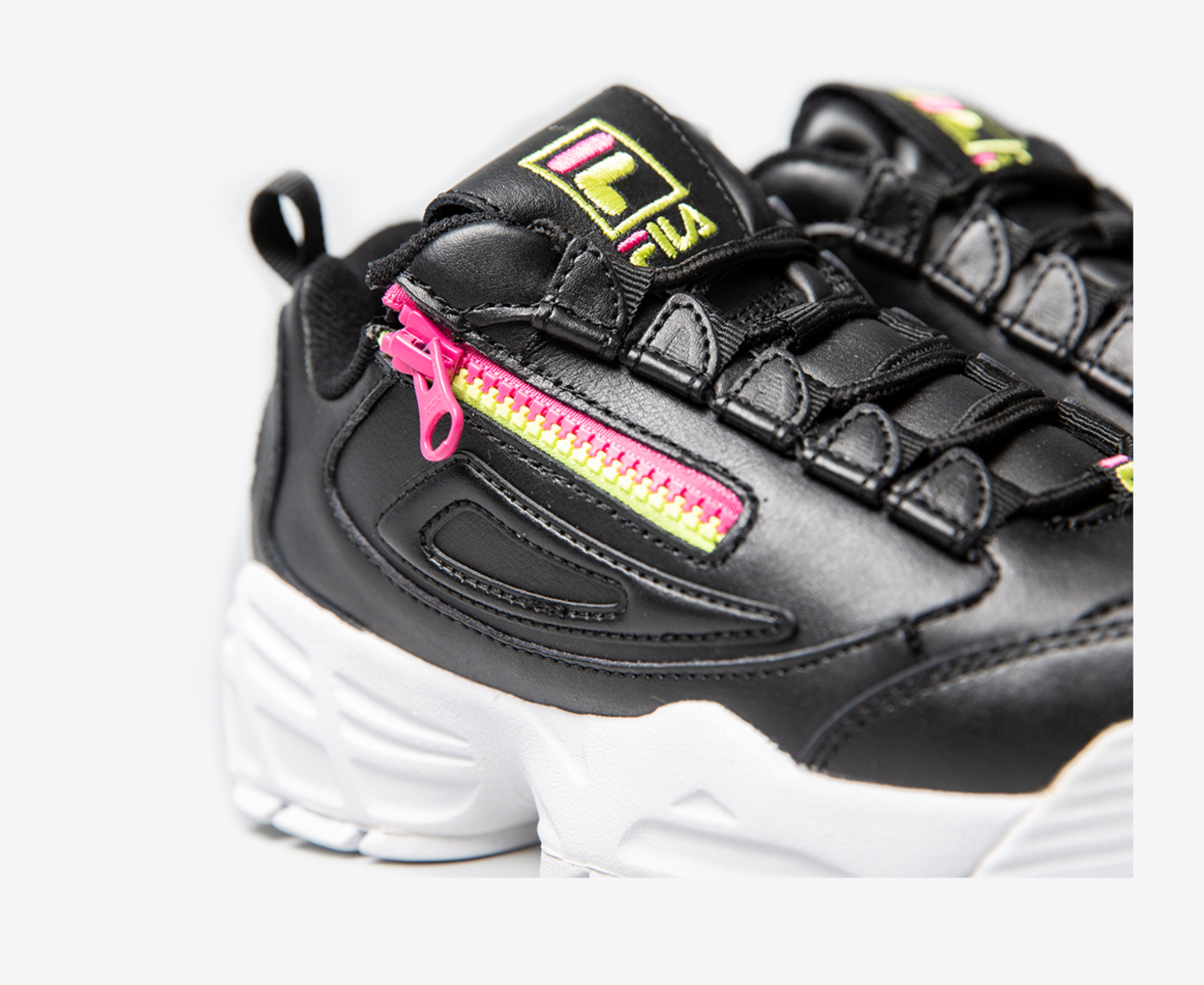 Fila DISRUPTOR 3 ZIP BLACK FUCHSIA PURPLE SHARP GREEN VegNonVeg