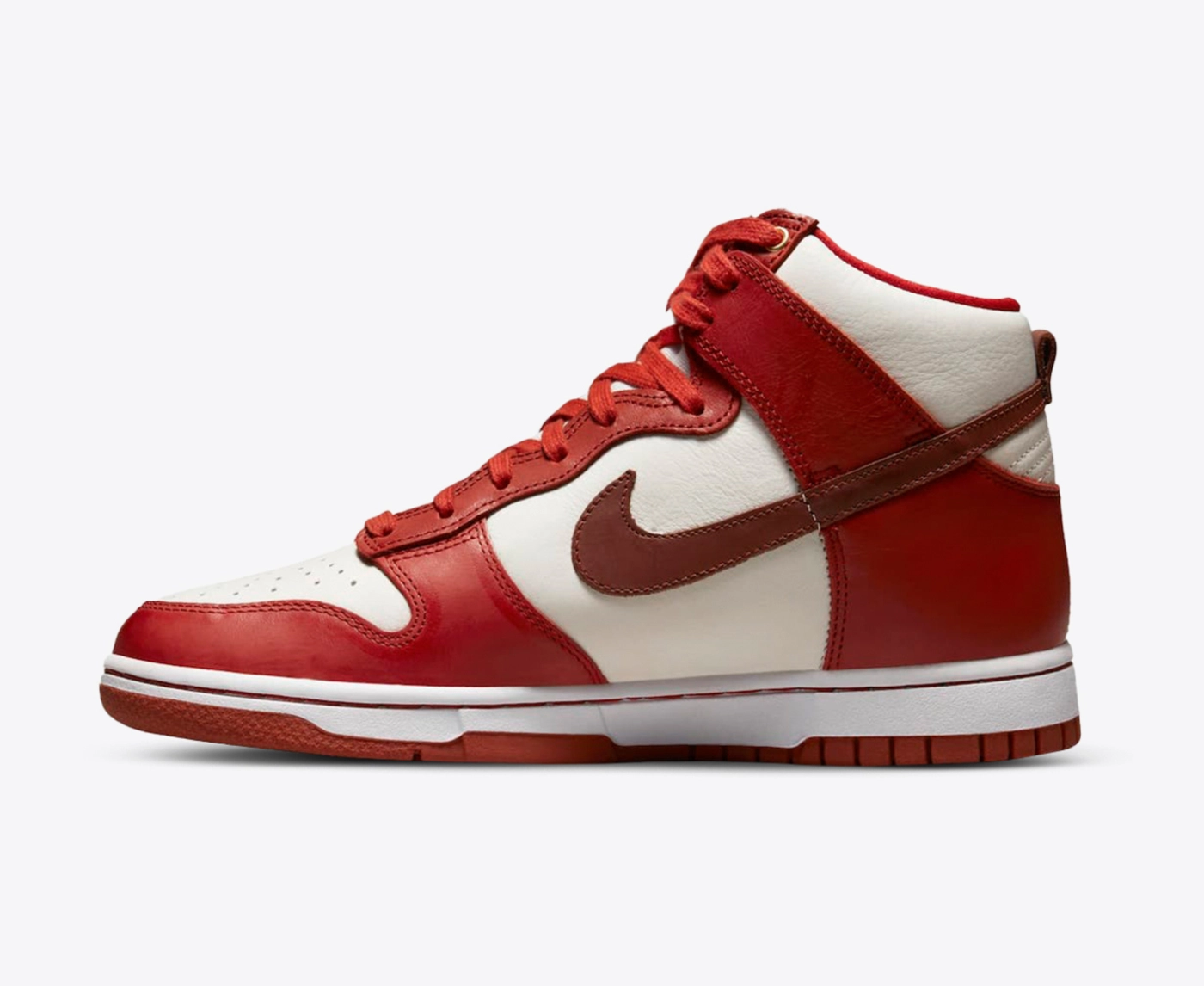 Nike Dunk High ホワイト/バーガンディ Nike Dunk High LLX 'Cinnabar' Burnt Red White Sneaker Womens