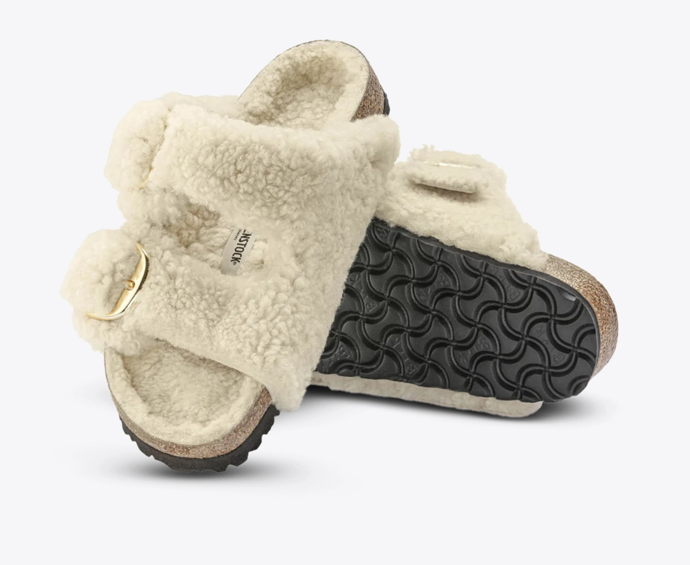birkenstock arizona big buckle shearling eggshell