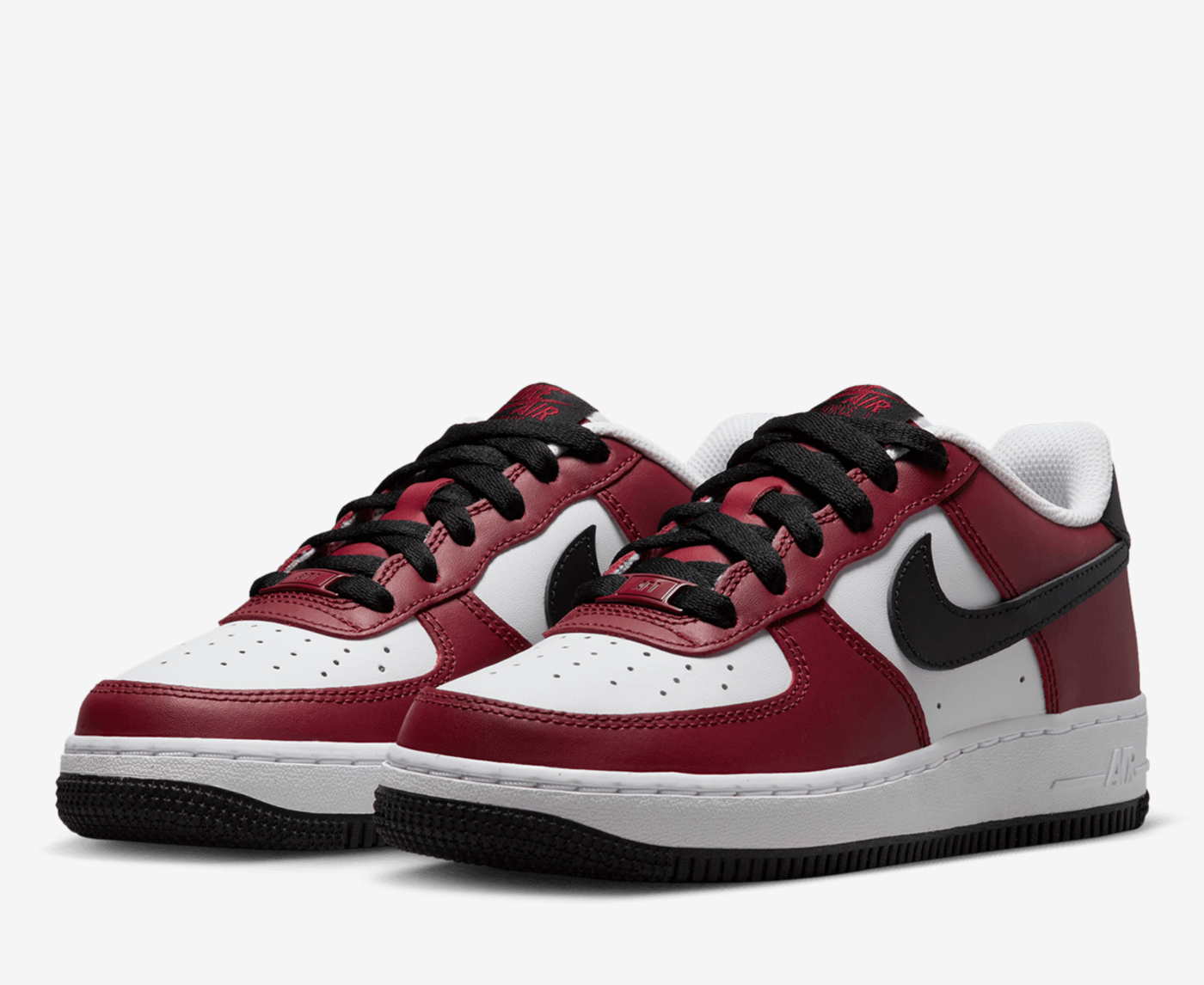 Nike AIR FORCE 1 LV8 1 GS TEAM RED BLACK WHITE VegNonVeg