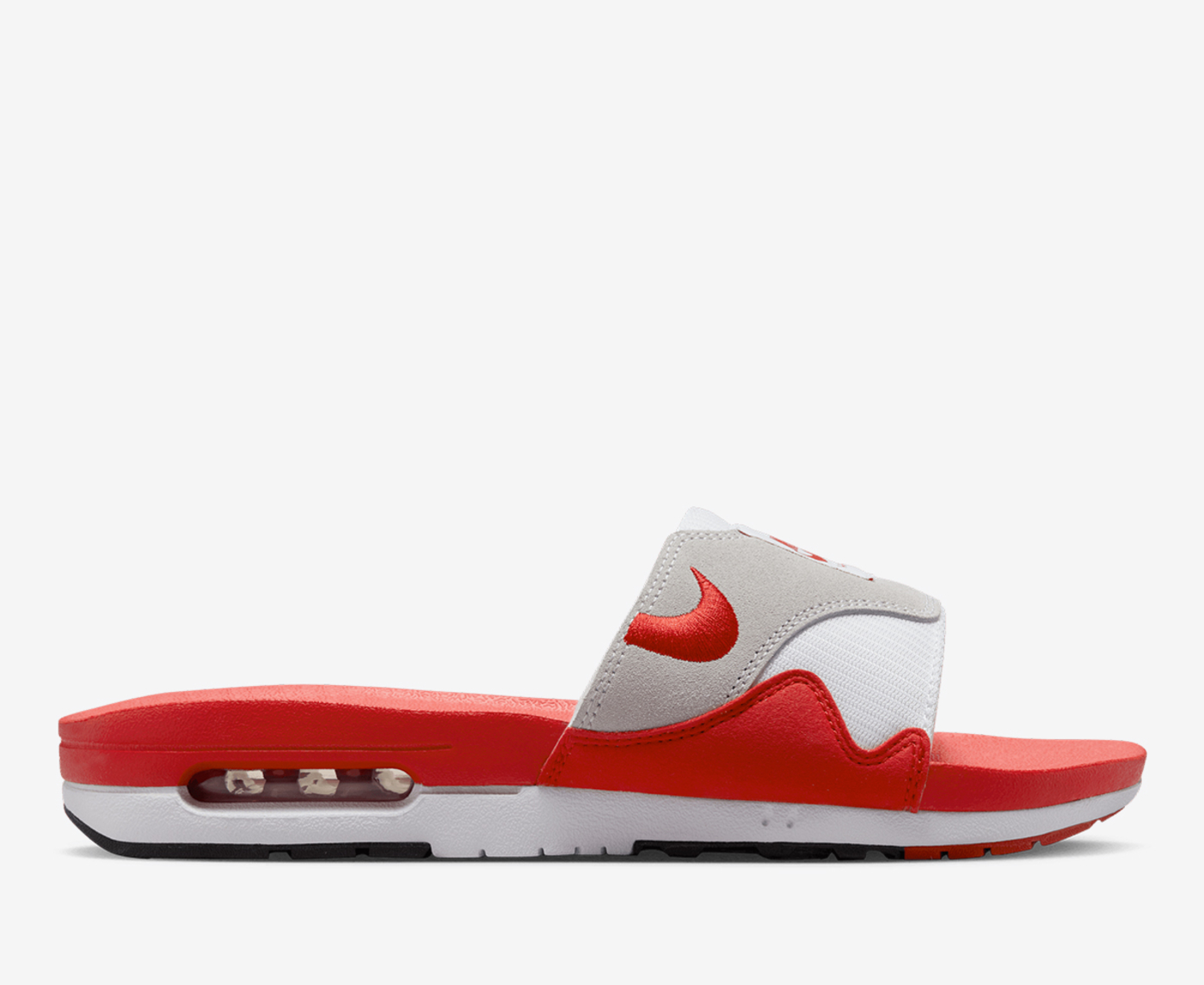 Nike AIR MAX 1 SLIDE WHITE UNIVERSITY RED BLACK