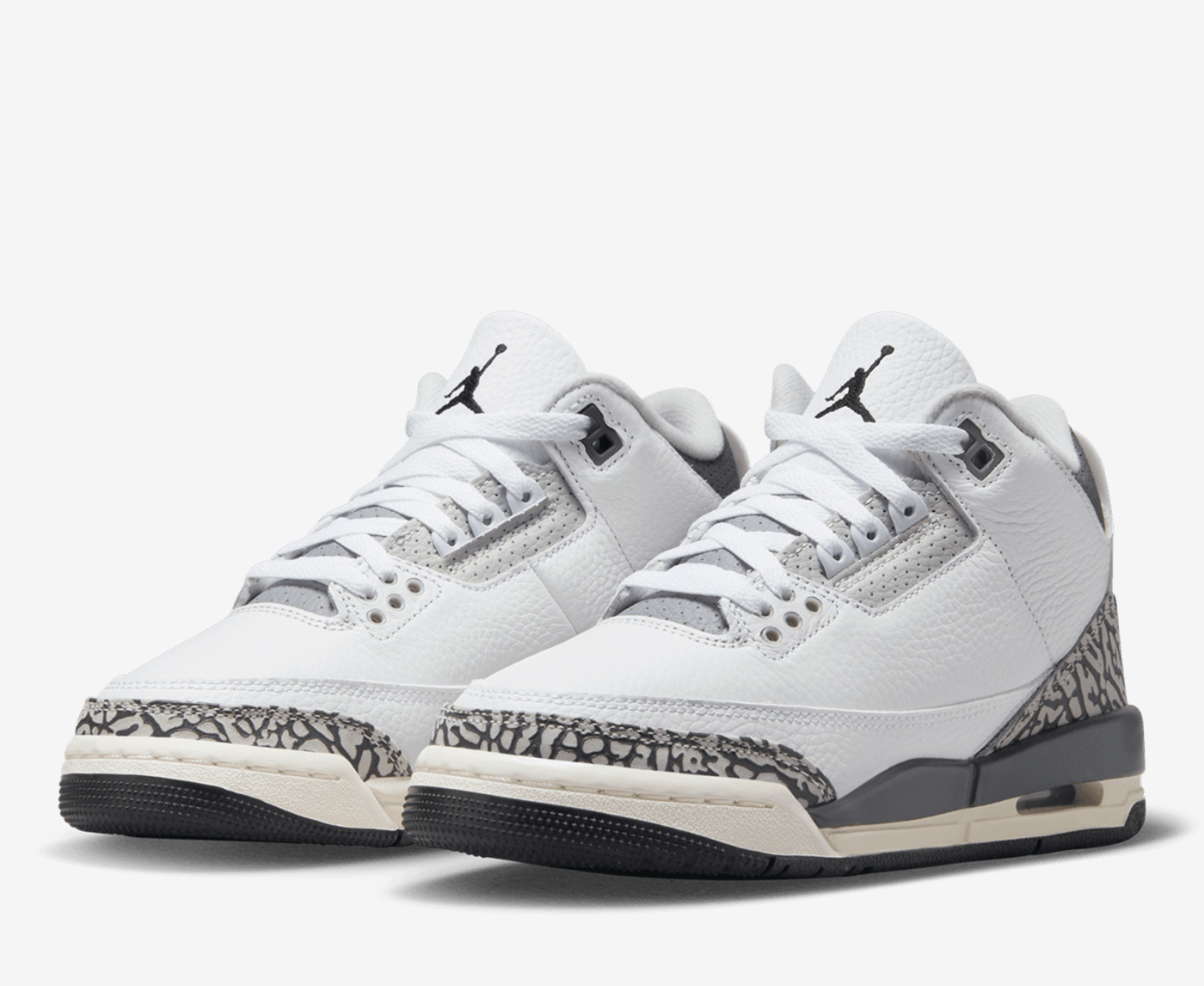 Jordan AIR JORDAN 3 RETRO GS WHITE BLACK IRON LIGHT ASH GREY VegNonVeg