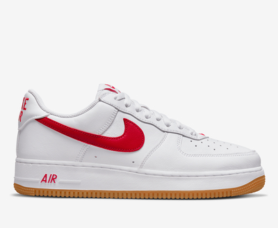 red and white low top air force ones