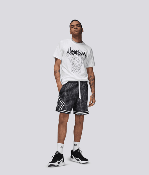 Jordan - SPORT DRI-FIT PRINTED DIAMOND SHORT 'BLACK/WHITE' - VegNonVeg