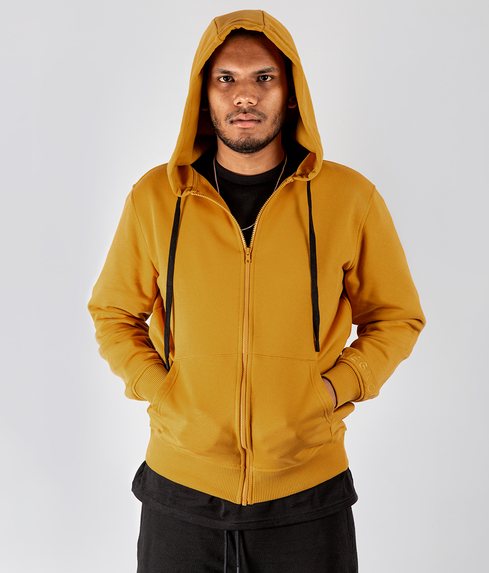 VegNonVeg - VegNonVeg Front Open Snood Hoodie 'MUSTARD' - VegNonVeg