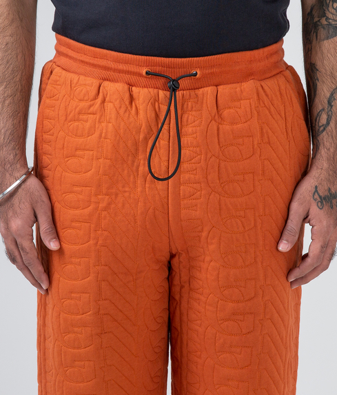 Quilt Crop Pants-Orange
