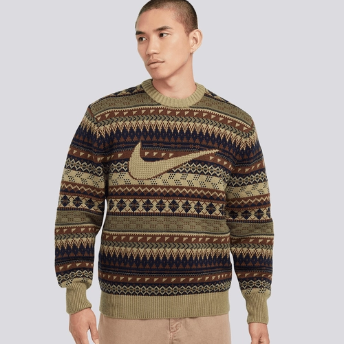 【NIKE】 AS M NL FAIR ISLE CREW SWEATER NEUTRAL OLIVE Nike LIFE FAIR ISLE CREW SWEATER | FZ0125-276 | AFEW STORE