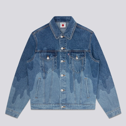 Denim Trucker Jacket wax加工 Icecream - ICECREAM MID WASHED LAZER DRIP DENIM TRUCKER JACKET