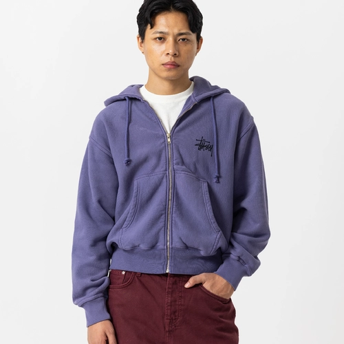Stüssy - PIGMENT DYED FRONT OPEN FLEECE HOODIE - VegNonVeg