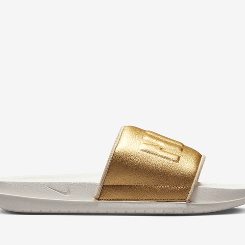 Nike slides hotsell women gold