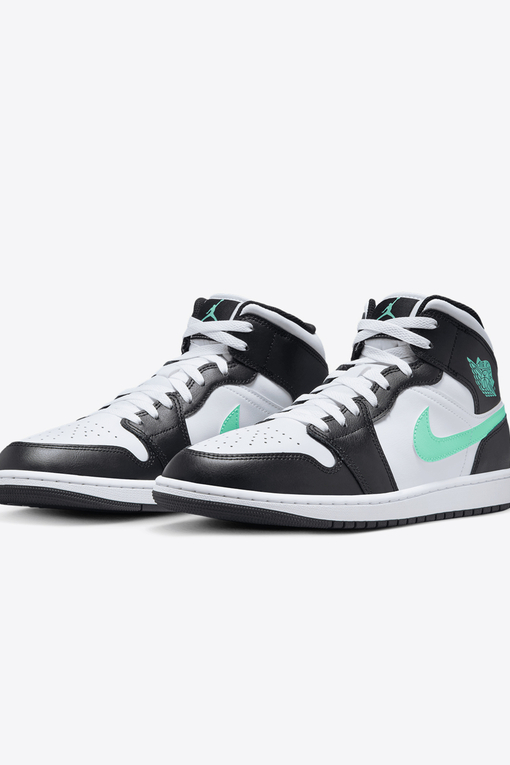 Jordan AIR JORDAN 1 MID WHITE GREEN GLOW BLACK VegNonVeg