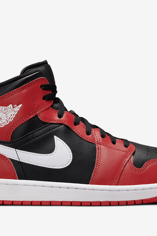 AIR JORDAN 1 MID 'BLACK/WHITE-GYM RED'