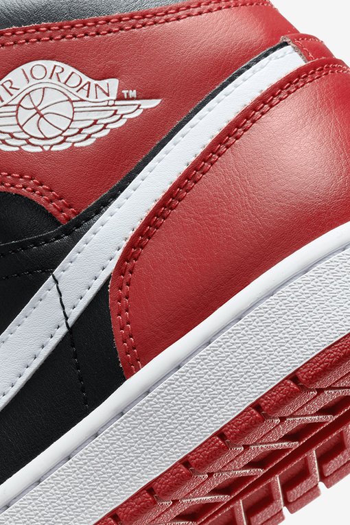 Jordan - AIR JORDAN 1 MID 'BLACK/WHITE-GYM RED' - VegNonVeg