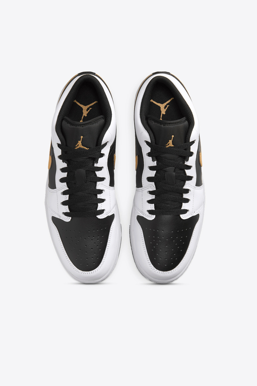 国内配送 NIKE AIR JORDAN 1 LOW WHITE/BLACK-LLIC GOLD Air Jordan 1 Low White Black Metallic Gold Swoosh Sale