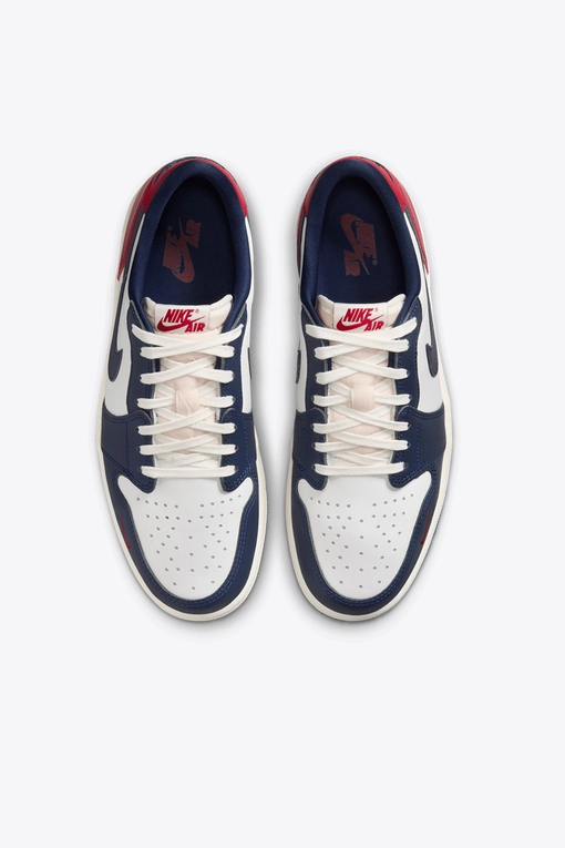navy blue and white jordan ones