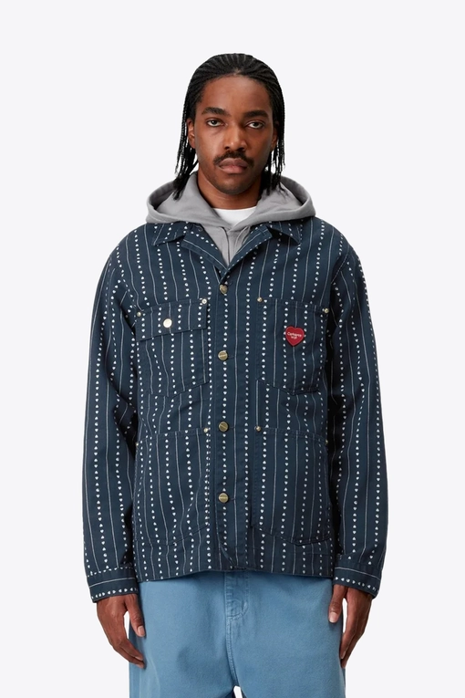 Carhartt WIP - CARHARTT WIP DREWE CHORE PINSTRIPE COAT INK/NATURAL