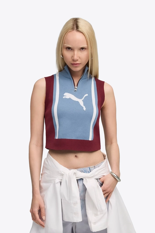 Puma - Puma X Future Archive Half-Zip Knitted Tank Sweater Ruby