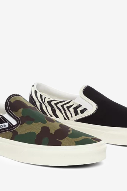 Zebra Camo White Camo Slip On Vans UA Classic Slip-On Mismatch