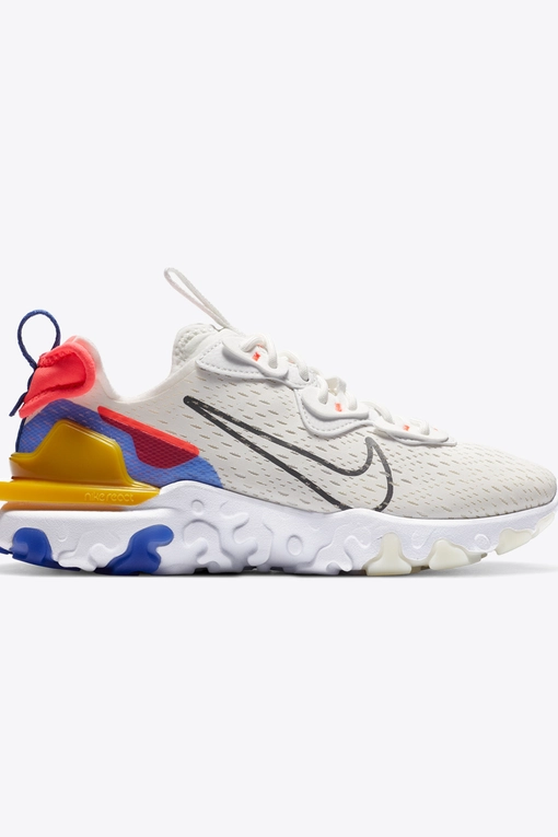 nsw react vision sneaker in summit white & sunset pulse