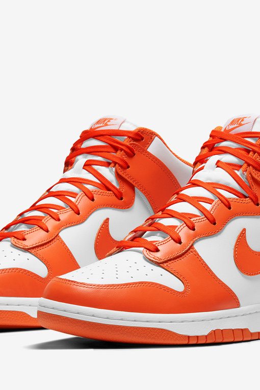 Orange and white store nike dunks high