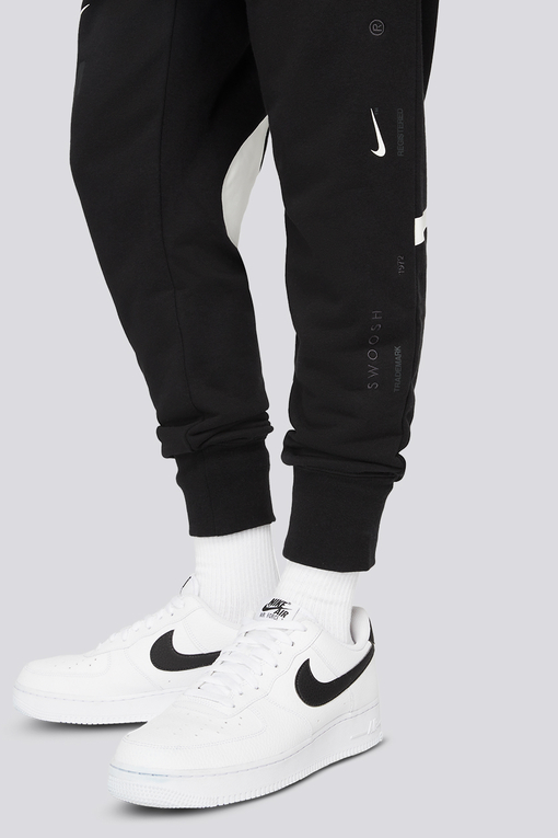 Vintage Nike Sweatpants Jet Black Polyester White Ankle Swoosh