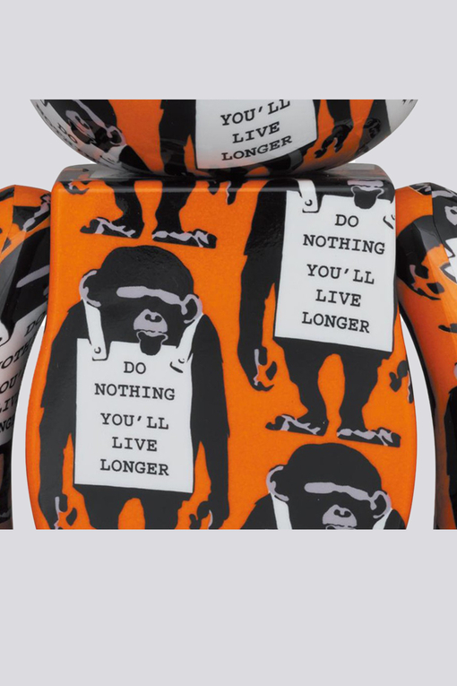 Bearbrick - Buy BE@RBRICK MONKEY SIGN 100% & 400% 'ORANGE' - VegNonVeg