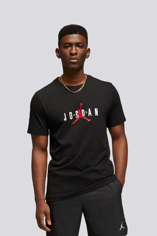 Jordan - M J JDN AIR STRETCH SS CREW 'BLACK/WHITE/GYM RED' - VegNonVeg