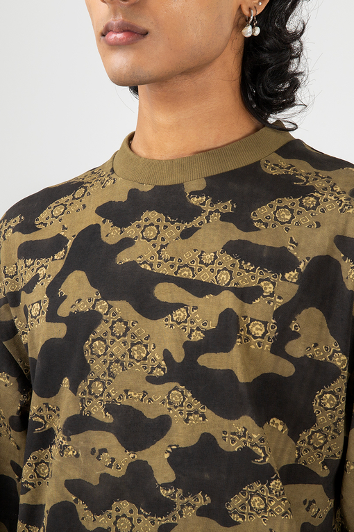 VegNonVeg - AJRAKH CAMO WIDE PANTS 'GREEN' - VegNonVeg