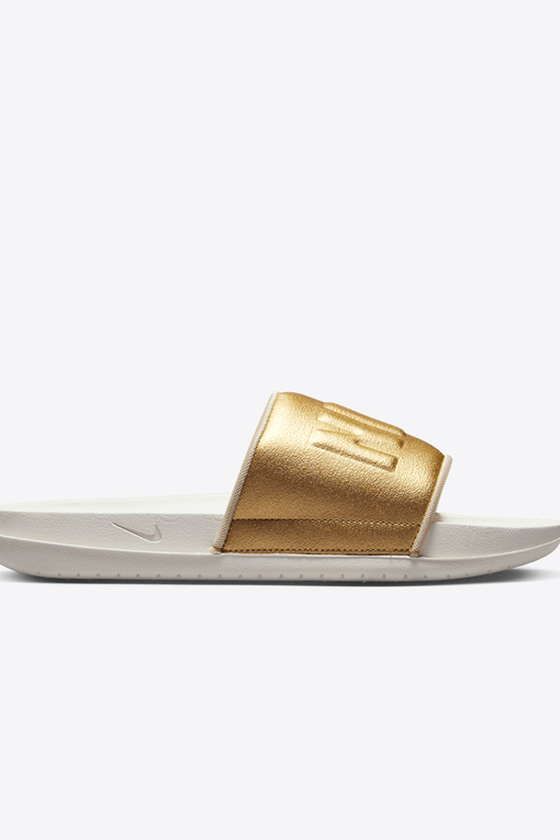 Nike slides gold outlet logo