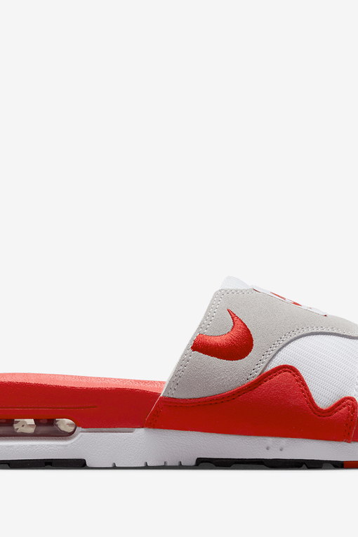 Nike AIR MAX 1 SLIDE WHITE UNIVERSITY RED BLACK VegNonVeg