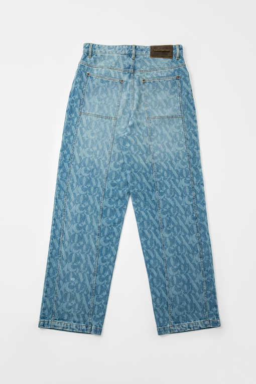 RELAXED MONOGRAM DENIM PANT 'ICE