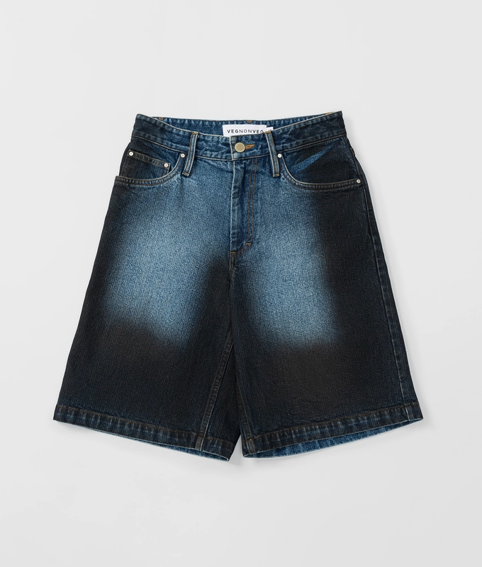 Spray Dyed Straight Fit Denim Shorts