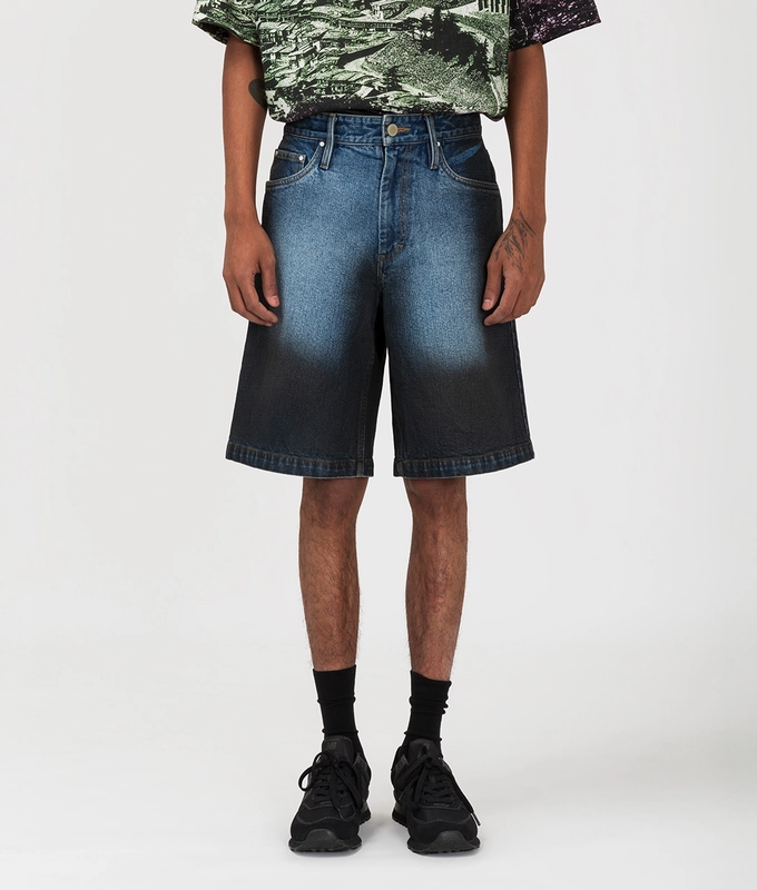 Spray Dyed Straight Fit Denim Shorts